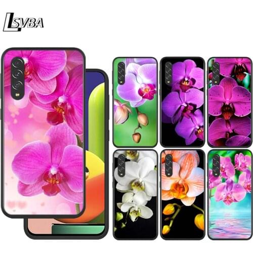 Orchid Flowers for Samsung Galaxy A90 A80 A70 A60 A50 A40 M30 A20E A2Core A10S A10E Silicon Soft Black Phone Case