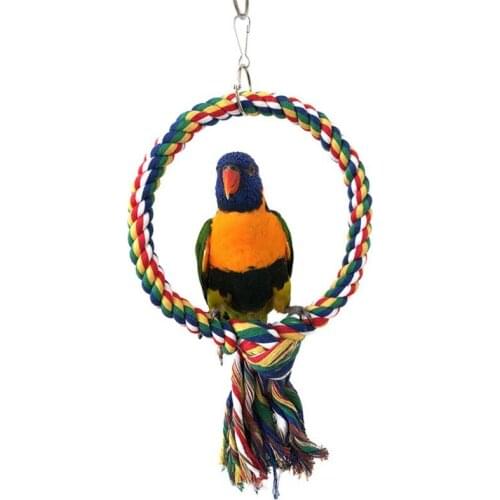 Pet Bird Toys Cotton Rope Round Ring Climbing Ring Cotton Rope Parrots Toys Resistant To Chewing