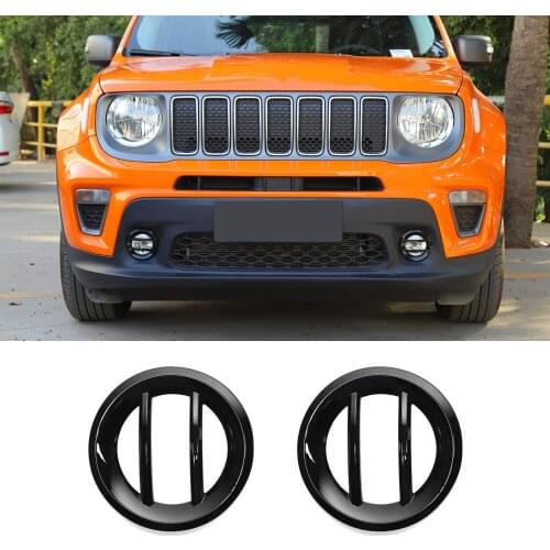 For Jeep Renegade 2019+ Car Front Fog Light Lamp Decoration Cover Trim Styling Exterior ABS Auto Moldings