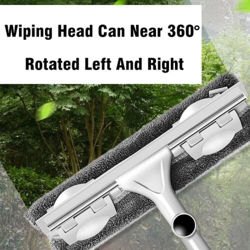 Long Handle cleaning brush Window Cleaner Glass Squeegee Telescopic rod rotating head With cleaning cloth Rubber wiper