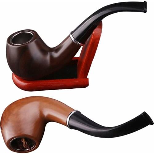 Ebony Smoking Pipe Elbow Cigarette Filter Tobacco Grinder Detached Easy Clean Chimney Cigarette Holder Filter Smoking Tool Gift