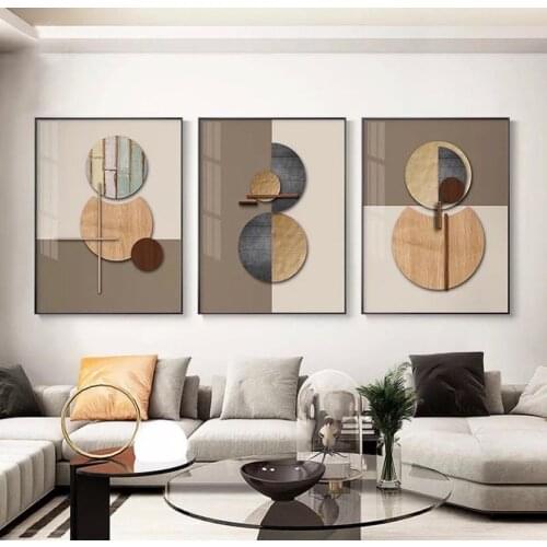 Brown and Gold Sun Light Luxury Abstract Canvas Decorative Painting Wall Poster Picture For Living Room Bedroom Wall Decor