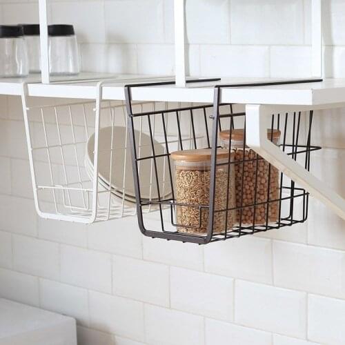 Creative metal hanging basket wardrobe clothes towel basket cabinet kitchen tool storage spice tray storage rack WF905345