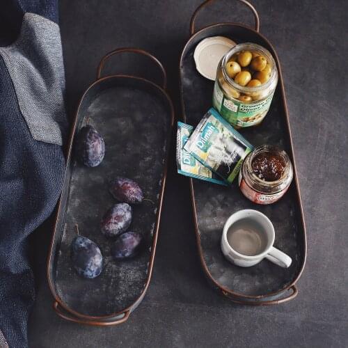 Storage Trays Retro iron storage tray tableware drinking utensils storage trays for party food tray