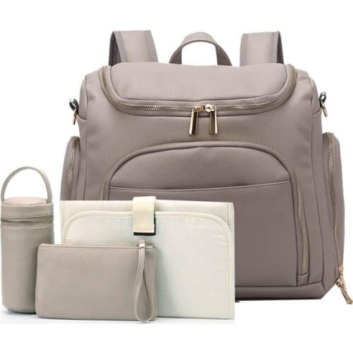 PU Backpack For Mom Multi-Function Waterproof Baby Nappy Bag Four Seasons Universal Mommy Bag Large Capacity Baby Nappy Backpack