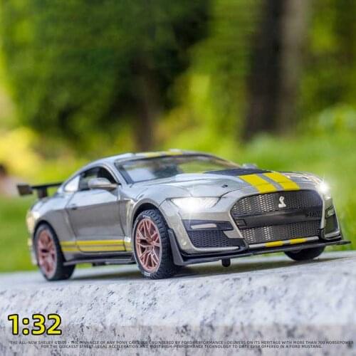 1/32 Ford Mustang Shelby GT500 Sports Car Die Cast Toy Simulation Sound Light Pull Back Alloy Metal Model Collect Toys Vehicle