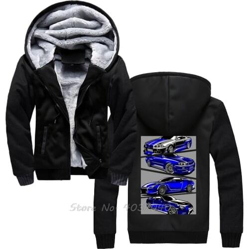 Male Nissan Paul Walker Skyline GTR Novelty Hoodie Men Winter Thick Warm Zipper Sportwear Sweatshirts Harajuku