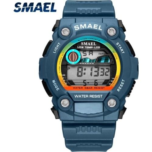 SMAEL Fashion Mens watches, Electronic Digital Display, Waterproof, Automatic Date Update, Alarm Clock, LED Luminous Screen
