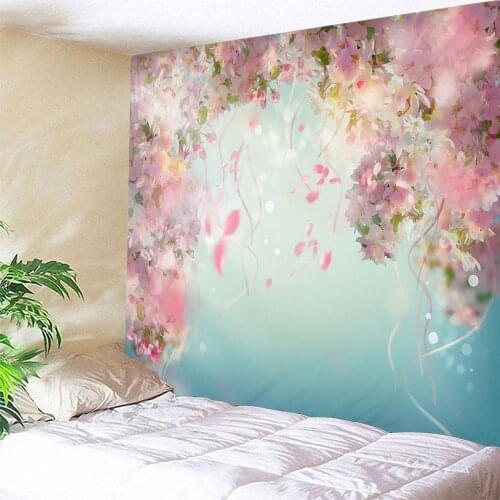 Custom 3D Pink Flowers Wall Hanging Tapestry Scenery Mattress Bedspread 6 Sizes Throw Cover Camping Tent Wall Decor Dropship