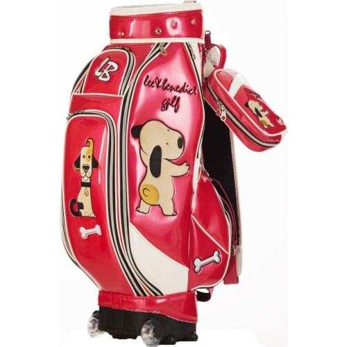 New Pearly Gates Golf Bag With Wheel PU Leather Tie Rod Stand Ball Package Golf Clubs Cart Bag With Rain Cover 2 Colours