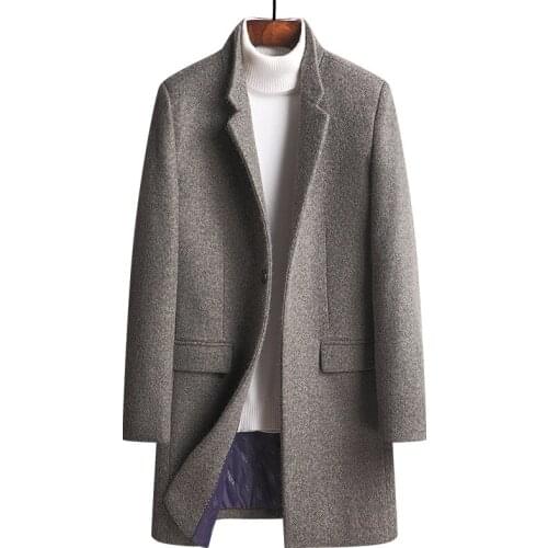 New Fashion High Quality Mens Autumn Winter Woolen Coat Men Long Wool Windbreaker Thickened Casual Plus Size M L XL 2XL 3XL 4XL