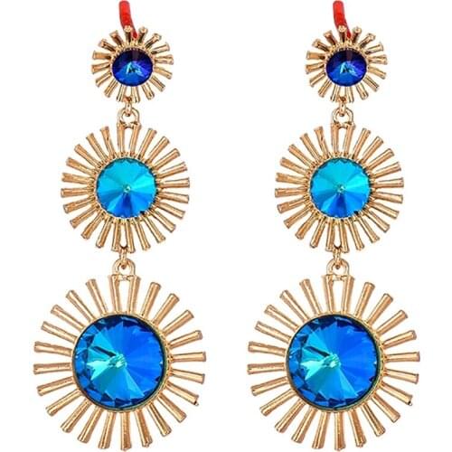 ZHINI New Fashion Arrival Crystal Classic Long Earring Personality Geometric Circle Water Drop Earrings Jewelry 2021 pendientes