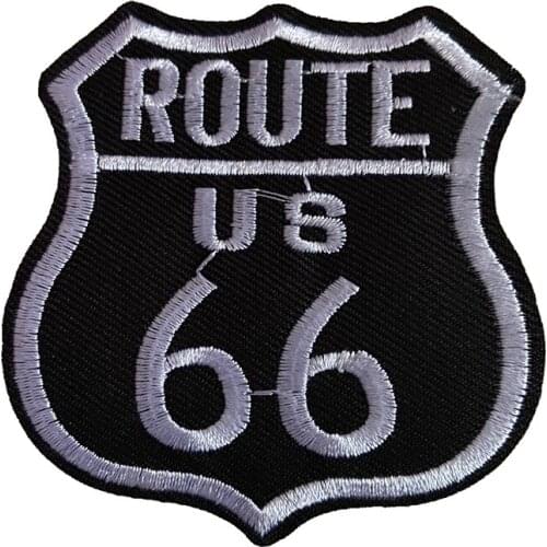 New Arrival ROUTE US 66 Embroidered Badge Patches Iron on Embroidery Patch Appliques for Clothes Bags 10pcs/lot