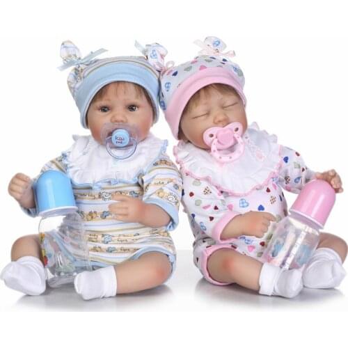 NPK 40cm new arrival cotton body sumilation twin babies rooted hair kid birthday gifts silicone reborn baby dolls