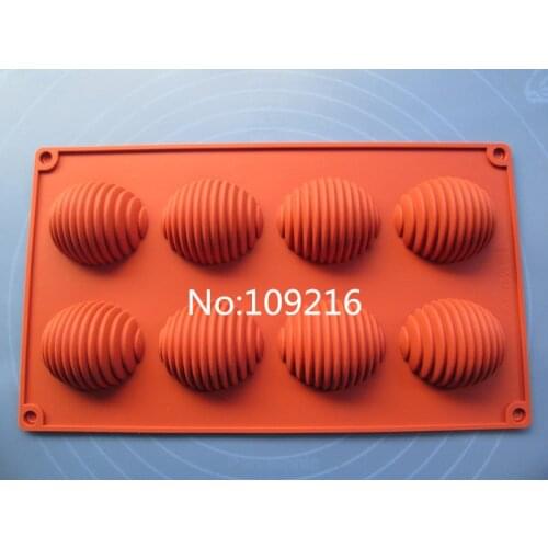 Wholesale!! 1pcs 8-Holes Stripe Egg Green Good Quality 100% Food Grade Silicone Cake/Pudding/Jelly Bakeware DIY mold