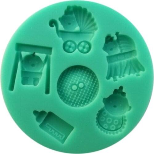 Wholesale 10 pcs/lot 3D Silicone Swing Bottles Shape Fondant Cake Chocolate Candy Jello Decorating Mold Tools