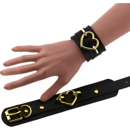 Punk Women Heart Ring Double Layer Faux Leather Bracelet Bangle Jewelry Gift vintage gothic Easter gifts бижутерия винтаж