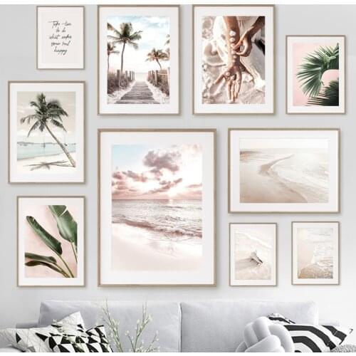Beach Palm Tree Bridge Sea Wave Landscape Wall Art Canvas Painting Nordic Posters And Prints Wall Pictures For Living Room Decor