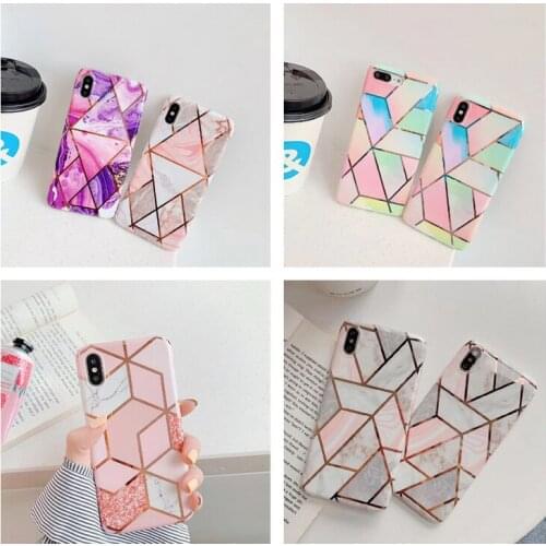 Plating Geometric Marble Case For iphone 11 Pro Max Case For iphone 11 iphone 11PRO Silicone Soft Cover