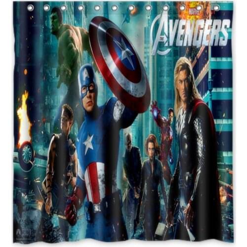 Popular Superhero Fabric Shower Curtains Customized Chinese Bathroom Curtains With Hooks 66x72 inch