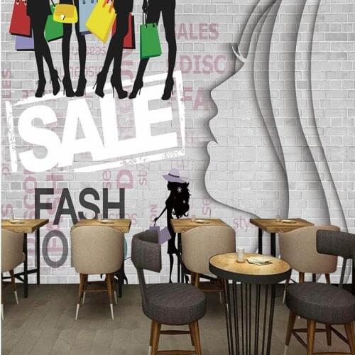 Drop Shipping Wallpaper 3d Custom Shopping Mall Wall Painting Hand Painted Lady Shopping Mural Clothing Shop Corridor Wallpaper