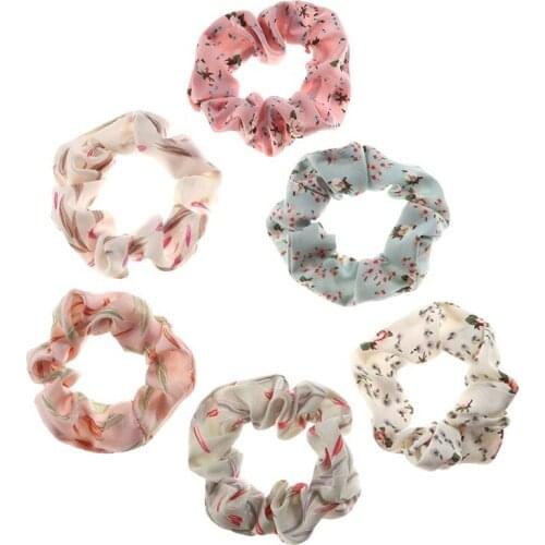 New Peach Blossom Girl Small Fresh Petal Fabric Sweet Intestinal Circle Hair Simple Tie Head Rope Elastic Hair Bands Hair Ties