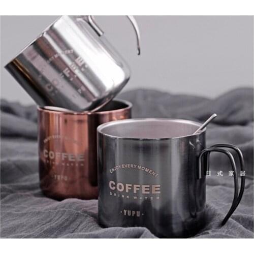 Nordic Retro Industrial Wind 304Stainless Steel Coffee Cup Fashion Milk Mug Afternoon Teacup Kitchen Drinkware With The Handle