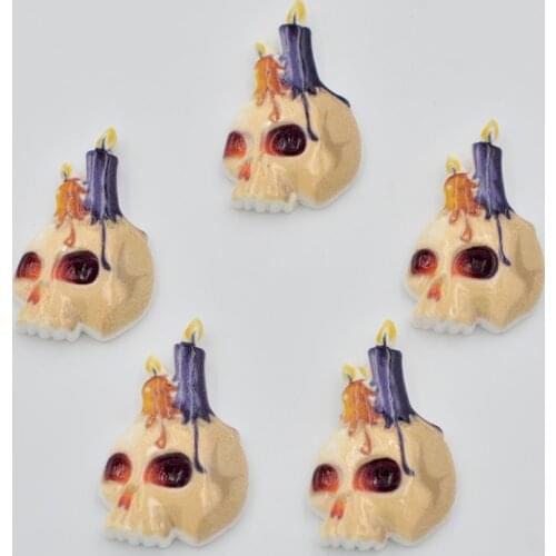 Resin Colourful Skull headlight Flat Back cabochon Stone Applique Home Decor Crafts 30pcs DIY christmas Scrapbook OF194*3