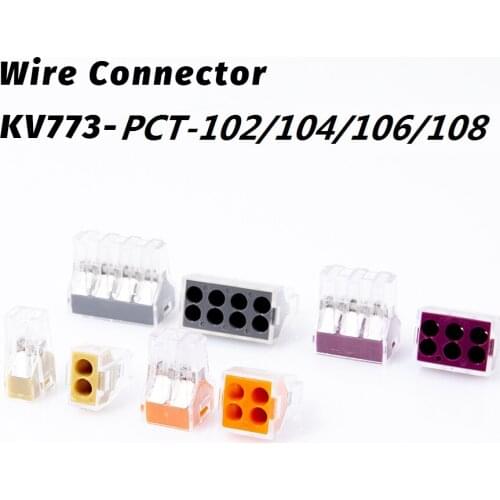 PCT-102/104/106/108 Universal Compact Wire Wiring Connector Conductor Terminal Block With Lever For Junction 30/50/100PCS