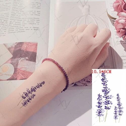Waterproof Temporary Tattoo Sticker Ins Purple Lavender Small Flower Sexy Body Art Flash Tatto Fake Tatoo for Women Men