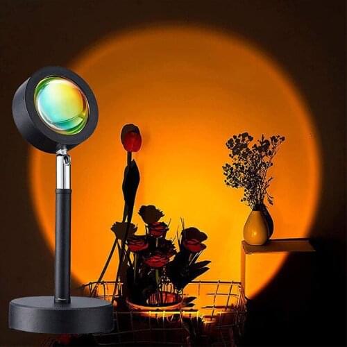 Sunset Lamp USB Charging Desk Lamps The Sun Never Sets Rainbow Projection Sunset Light Net Red Background Atmosphere