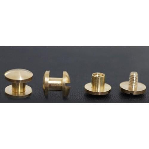 5pcs 10mm head diameter brass belt screw bolt round head HD screws handmade leather male female bolts thread nail 12mm-30mm long