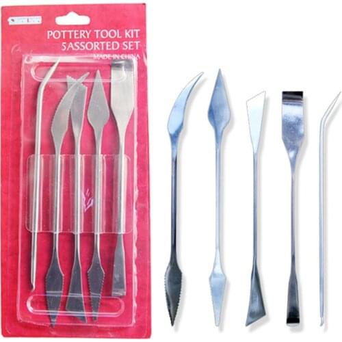 5Pcs/set Stainless Steel Clay Sculpting Knives Oil Painting Shovel Modeling Ceramic Craft Tools