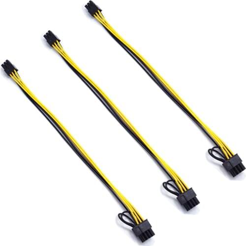 6 Pin Male to 8(6+2) Pin Male PCIe Adapter Power Cable Server PCI Express Extension Cable 24 Inches