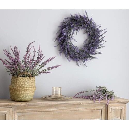60%HOTExquisite Wreath Bright-colored Plastic Nice-looking Lavender Hanging Wreath for Home