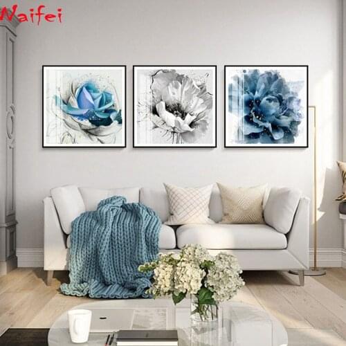 5d DIY Diamond Embroidery golden slivery and Ink blue peony flower full drill Diamond painting Cross Stitch for home Decor