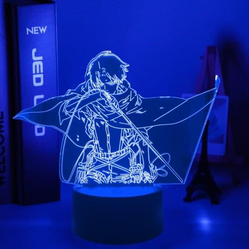 Anime Attack on Titan 3d Lamp Levi Ackerman light for Bedroom Decoration Kids Gift Attack on Titan LED Night Light Levi