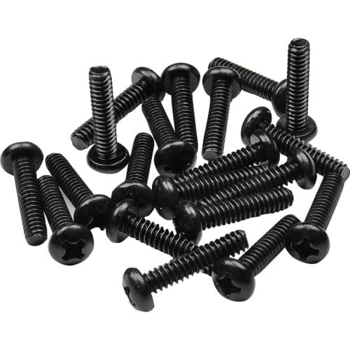 Musiclily Basic 2.8x17mm Metal Metric Thread Single Coil Pickup Mounting Screws for Strat Tele Electric Guitar,Black (Set of 20)