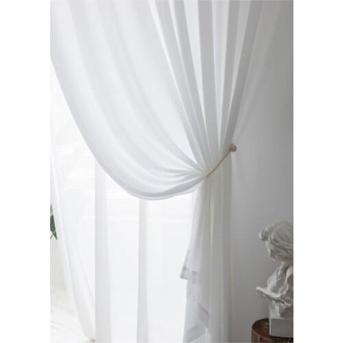 Nordic Style White Chiffon gauze Curtain Panels Modern Tansparent impermeable Curtain Drapes Soft Yarn for Living Room Bedroom