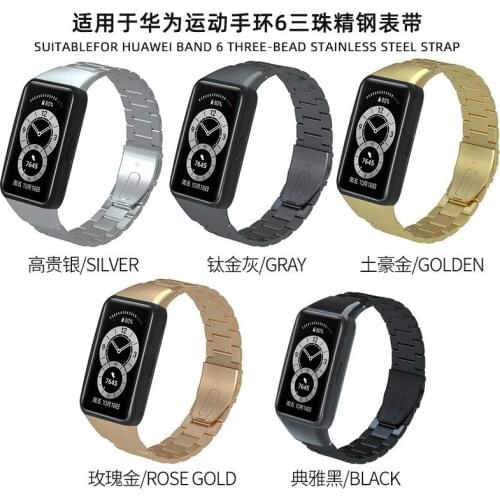 Stainless Steel Bracelet Smart Watch Strap For Huawei band 6/Honor Band 6 Smart Watch metal Buckle Solid Stainless Steel Strap