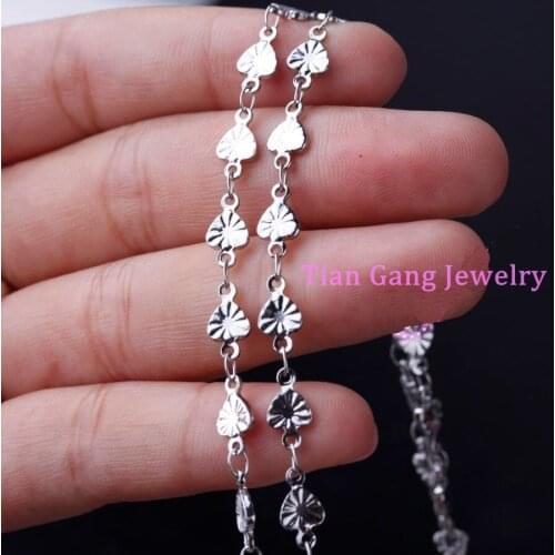 1/5/10 Meter Lots Top Quality 100% Stainless Steel Silver Color Cute heart Shape Chain DIY Bulk Finding Factory Price
