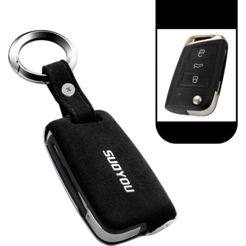 Car Key Case Cover Genuine Leather Galvanized Alloy For Volkswagen Golf 7 G TI R MK7 Tiguan 2017 For Skoda Octavia A7