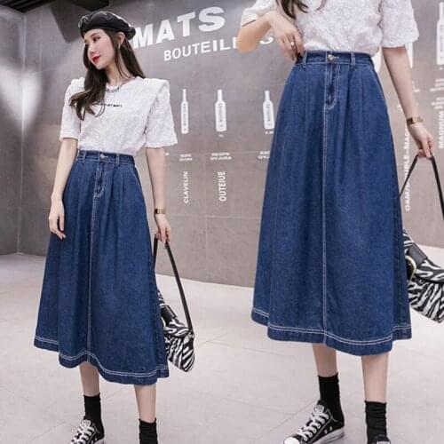 Denim Long Plus Size Oversized 5Xl Large Korean Fashion High-Waisted Vintage Summer WomenS Clothing Skirt Vetement Femme 2021