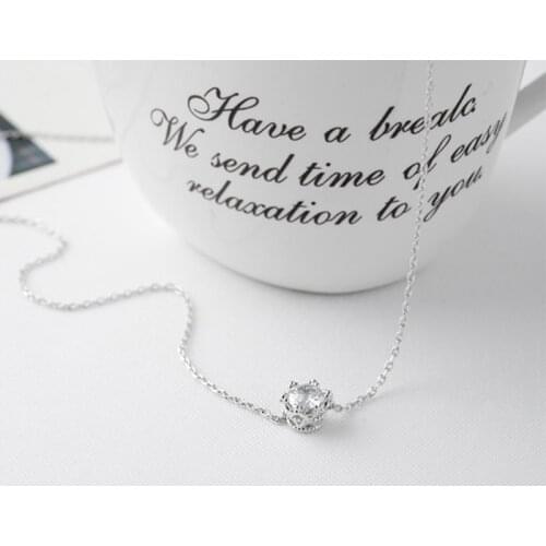 Elegant Crown Sweet Korea Wild 925 Sterling Silver Clavicle Chain Temperament Personality Trendy Female Necklace SNE268