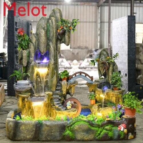 Artificial Mountain and Fountain Fish Pond Cascading Waterfall Landscape Balcony Living Room Courtyard Floor Water Landscape