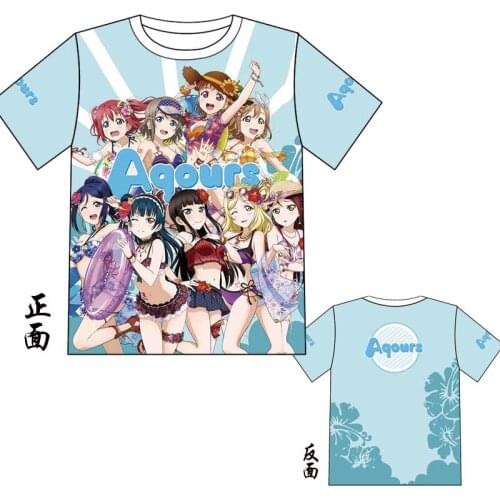 Lovelive Colorful Anime T-shirt Summer Short-Sleeve O-Neck Style Tops for Cosplay Costume