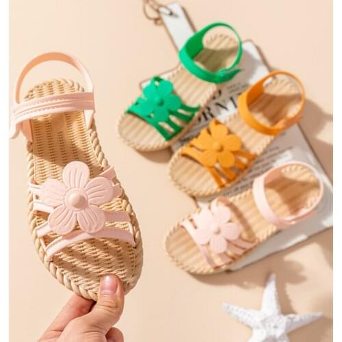Summer Kids Flower Sandal Girl Cute Outdoor Garden Women Slippers Baby Soft PVC Sole Chirldren Beach Rainbow Female Shoes
