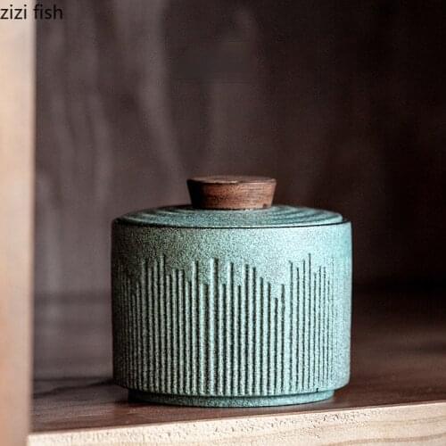 Small Tea Caddy Ceramic Jar Sealed Jar Decorative Storage Tank Tea Box Portable Tea Can Tea Container Tea Organizer Candy Jars