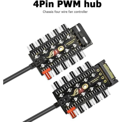 Motherboard 1 turn 10pin fan 4pin PWM cooling fan HUBdistributor Computer speed controlboard 12V power socket PCspeed controller
