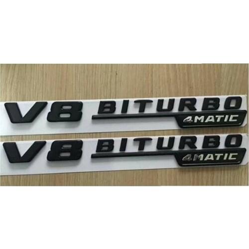 Matt Black Fender Emblems Badges V8 BITURBO 4MATIC for Mercedes 2017